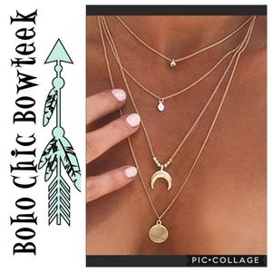 🎁4 Layer Boho Gold Crescent Necklace